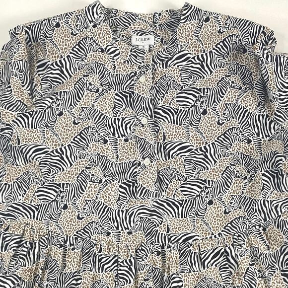 J. Crew Zebra Safari Animal Print Tiered Pocket Dress Sz S - Picture 7 of 8